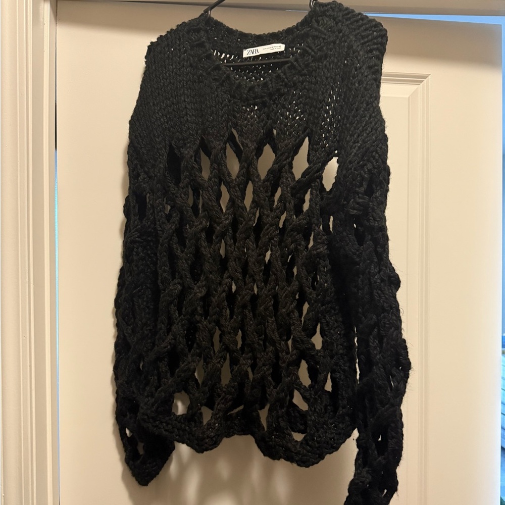 Zara Black Open-Knit Sweater